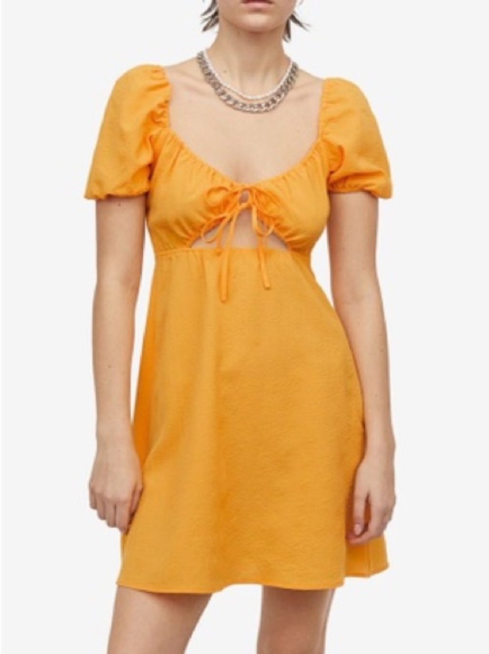 H&M Divided Yellow Puff Sleeve Dress